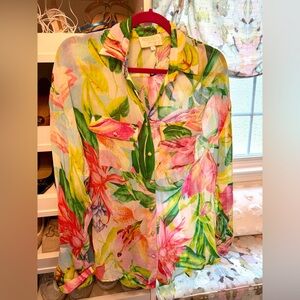 Rococo Sand Light Green Tropical Button Down Shirt